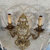 Wall lamp in gilded bronze style Louis XV baroque vintage