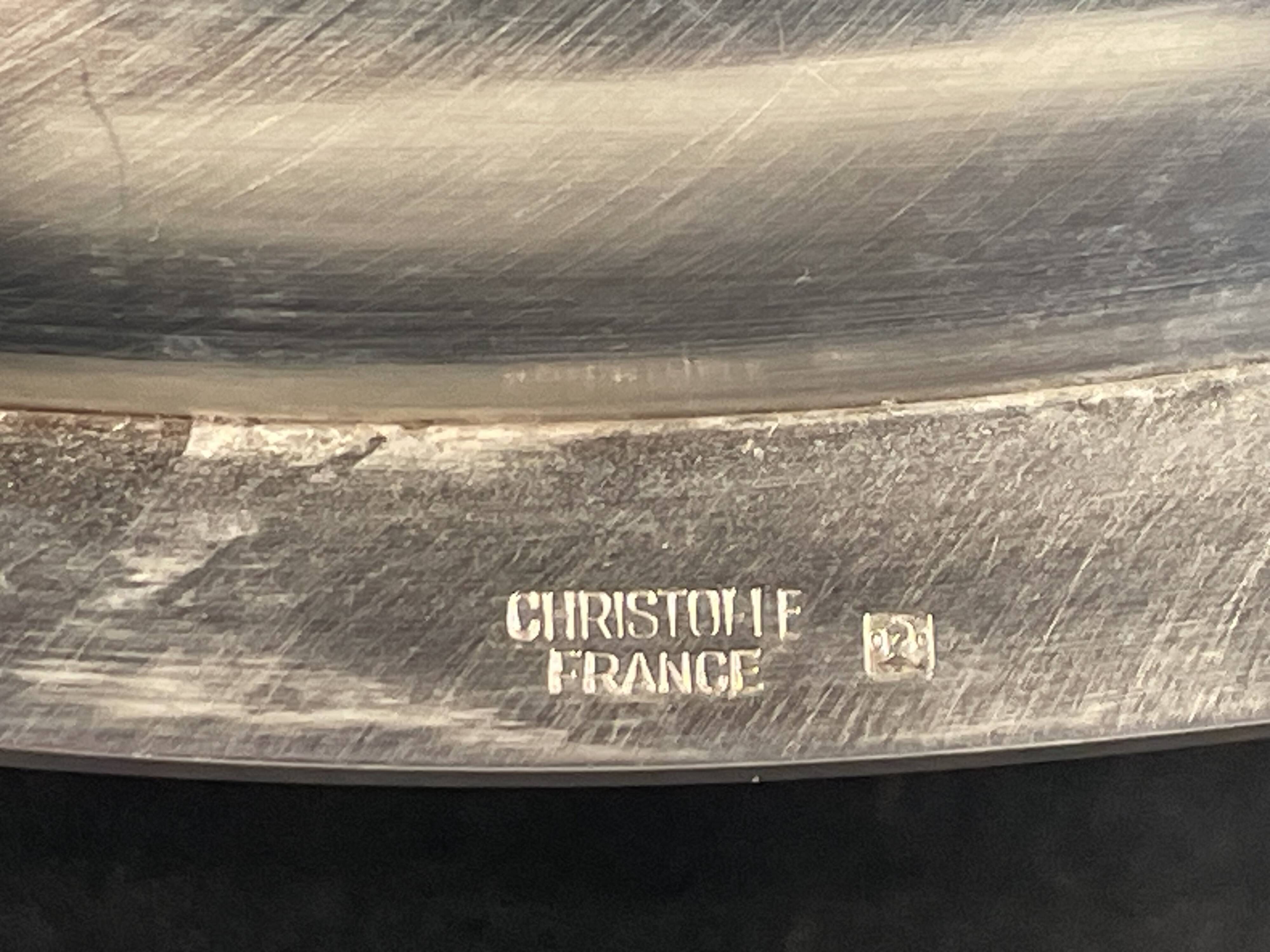 Christofle silver metal gravy boat, 20th century Perles model