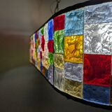 Large Italian Multi-Colored Hammered Crystal and Wrought Iron Chandelier