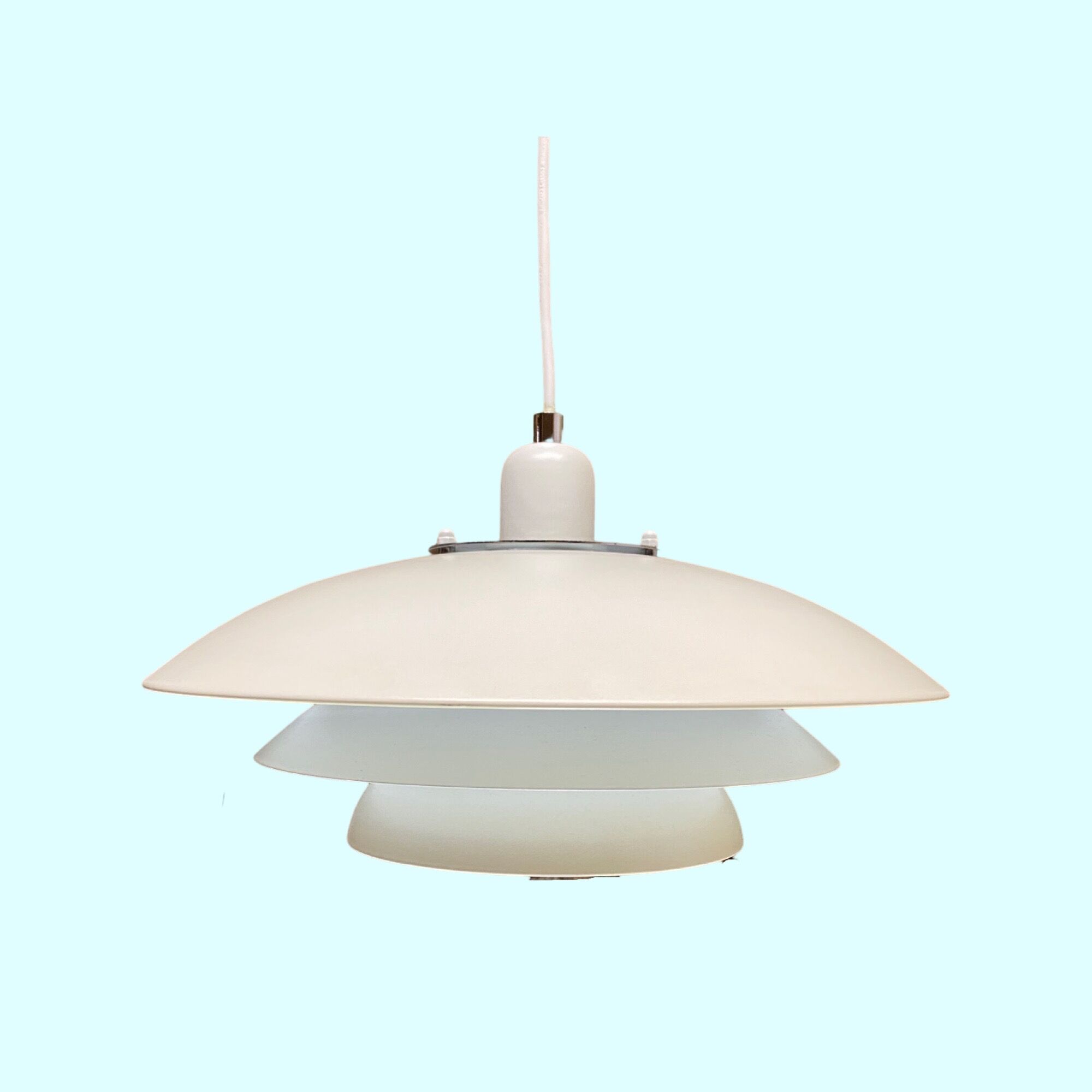 Danish Vintage Pendant Light 1970s | Mid Century Scandinavian Modern Lighting | White