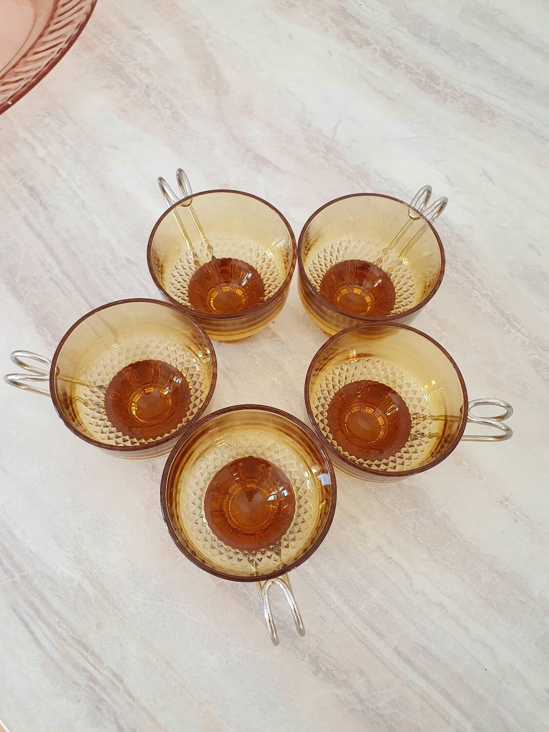 Amber glass italian espresso cups