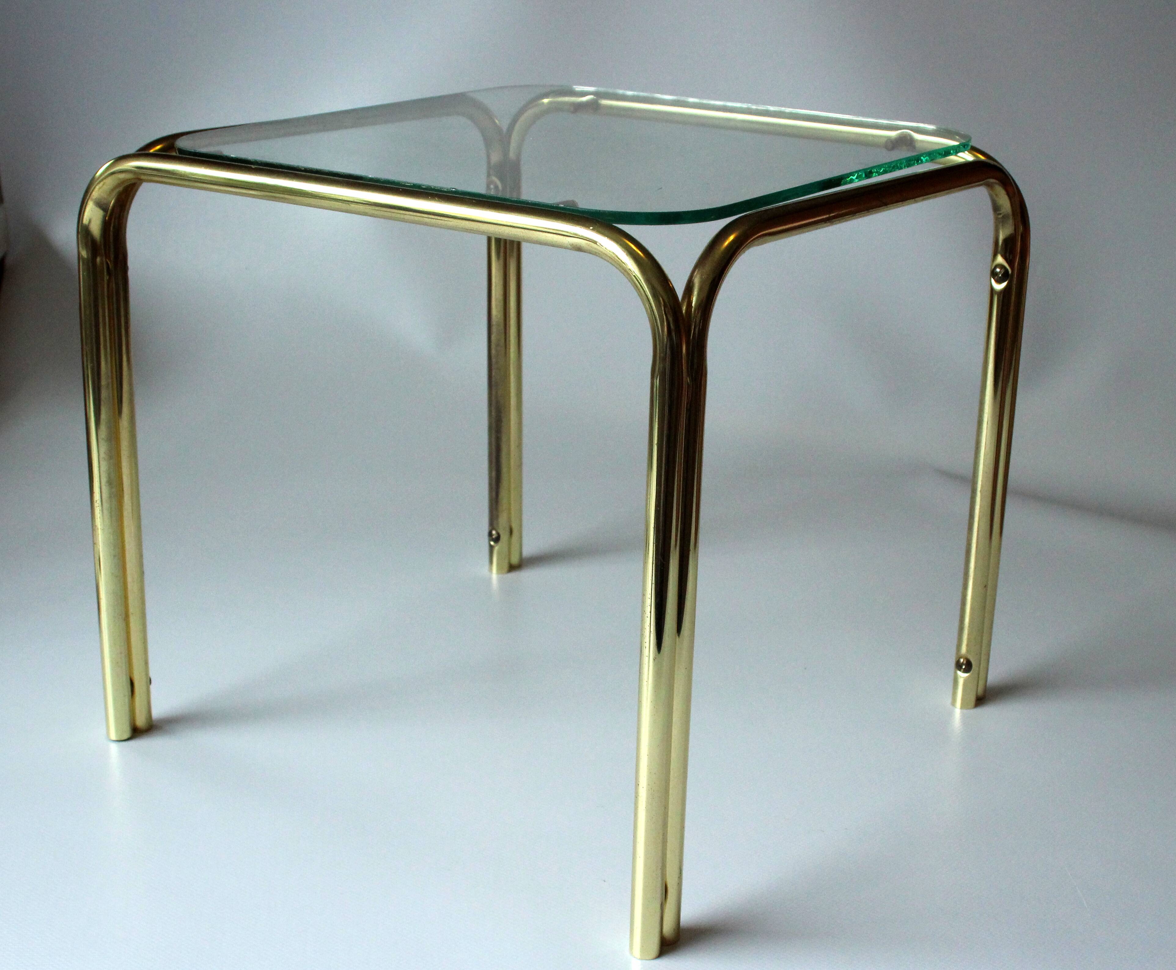 Small brass and glass side table, ideal as a plant stand, vintage from the 70s