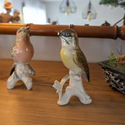Paire d’oiseaux Karl Ens en porcelaine polychrome de Saxe