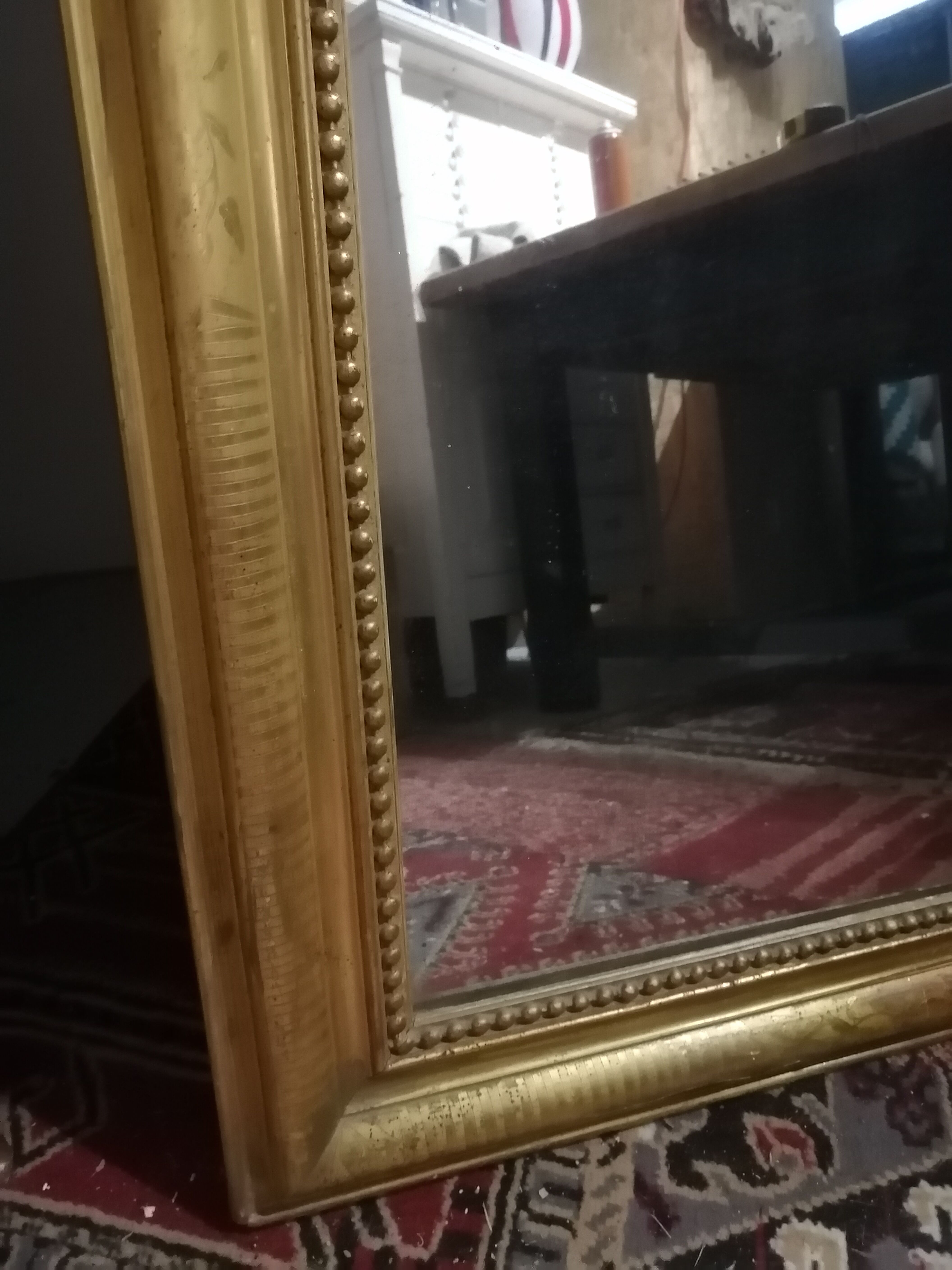 Beautiful and large mirror old Louis Philippe golden 85x140cm