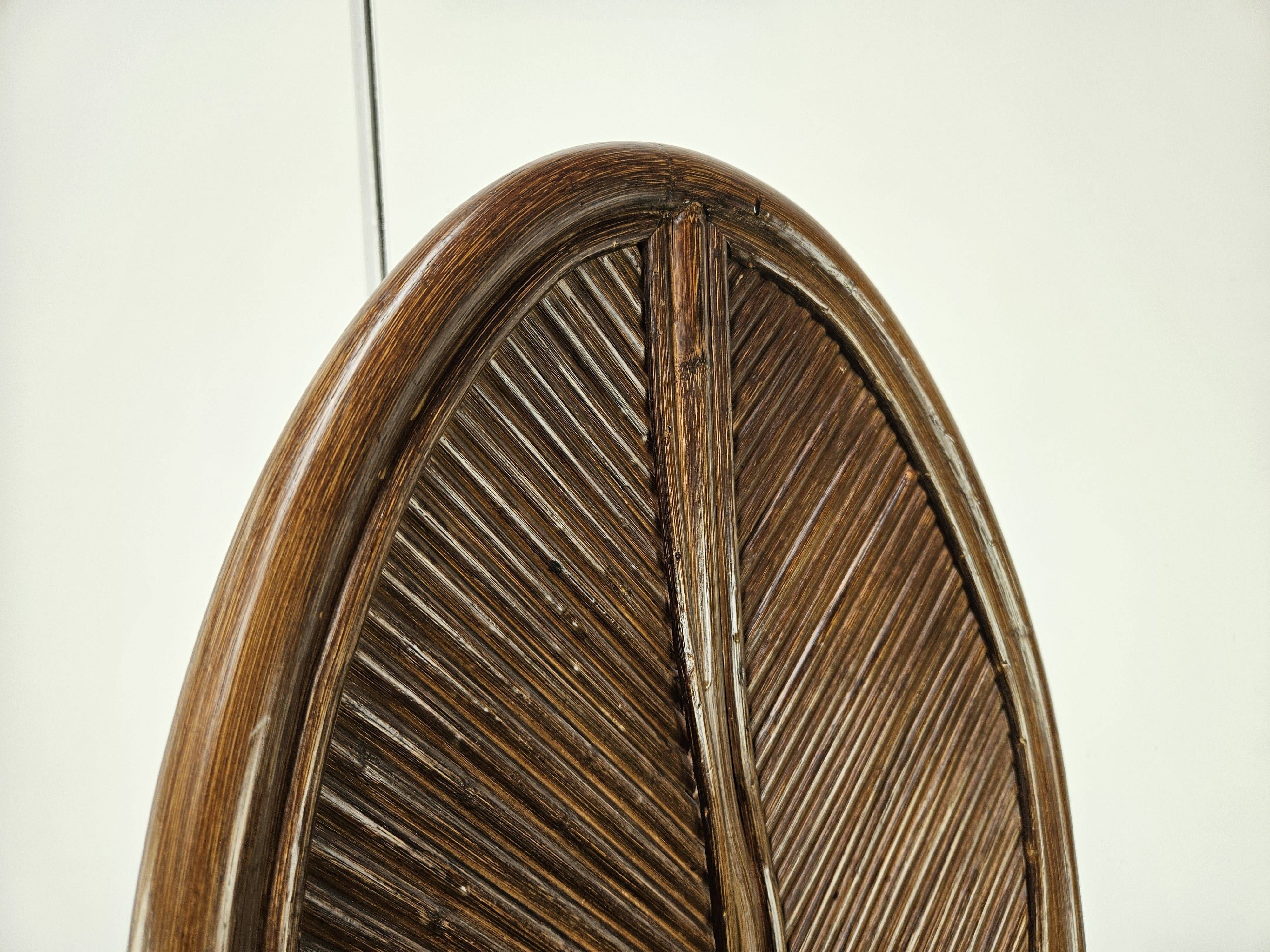 Ensemble table et quatre chaises en osier et bambou par Vivai Del Sud, 1970