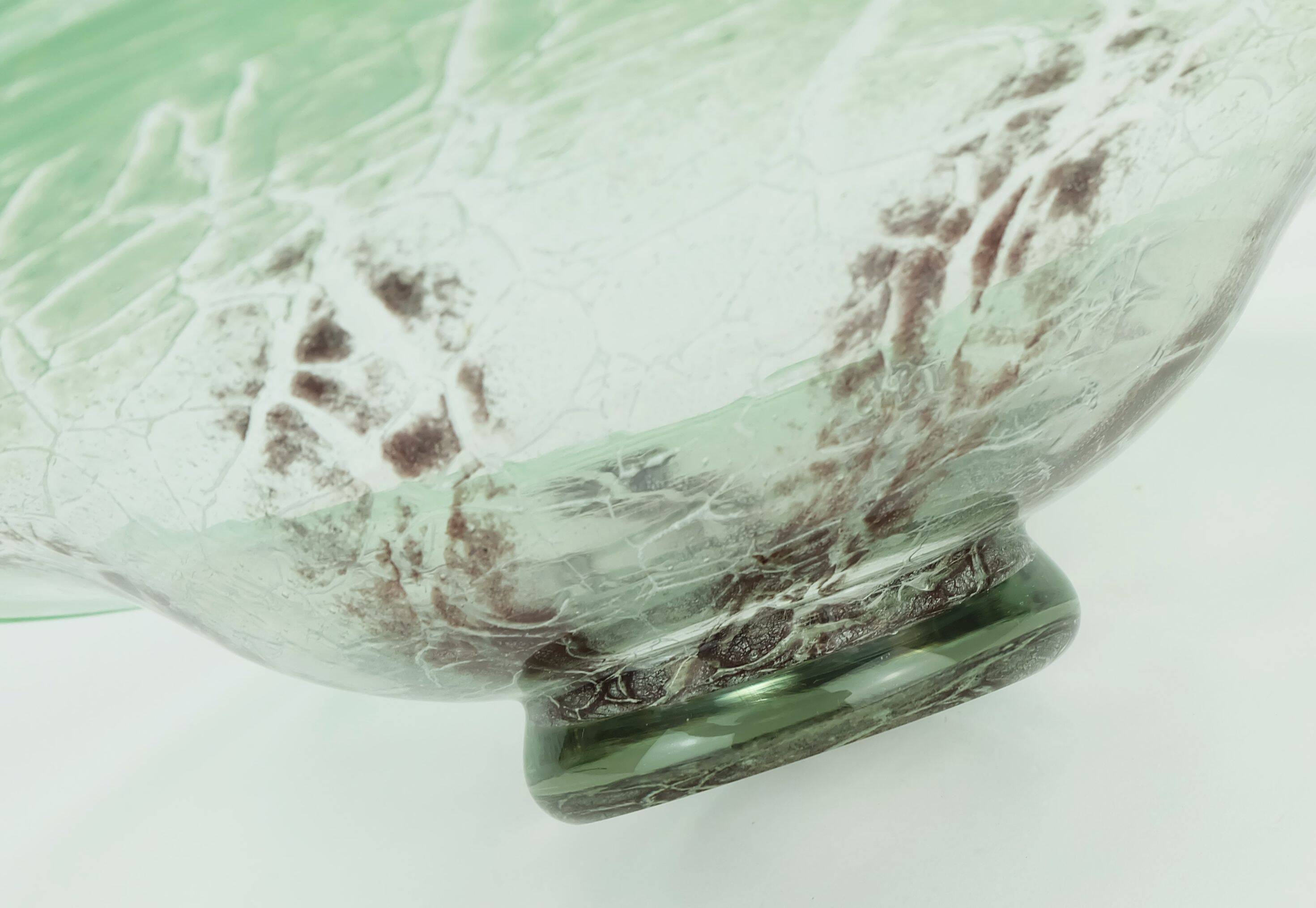 fantastic large WMF art deco ikora glass BOWL karl wiedmann 1930s green and