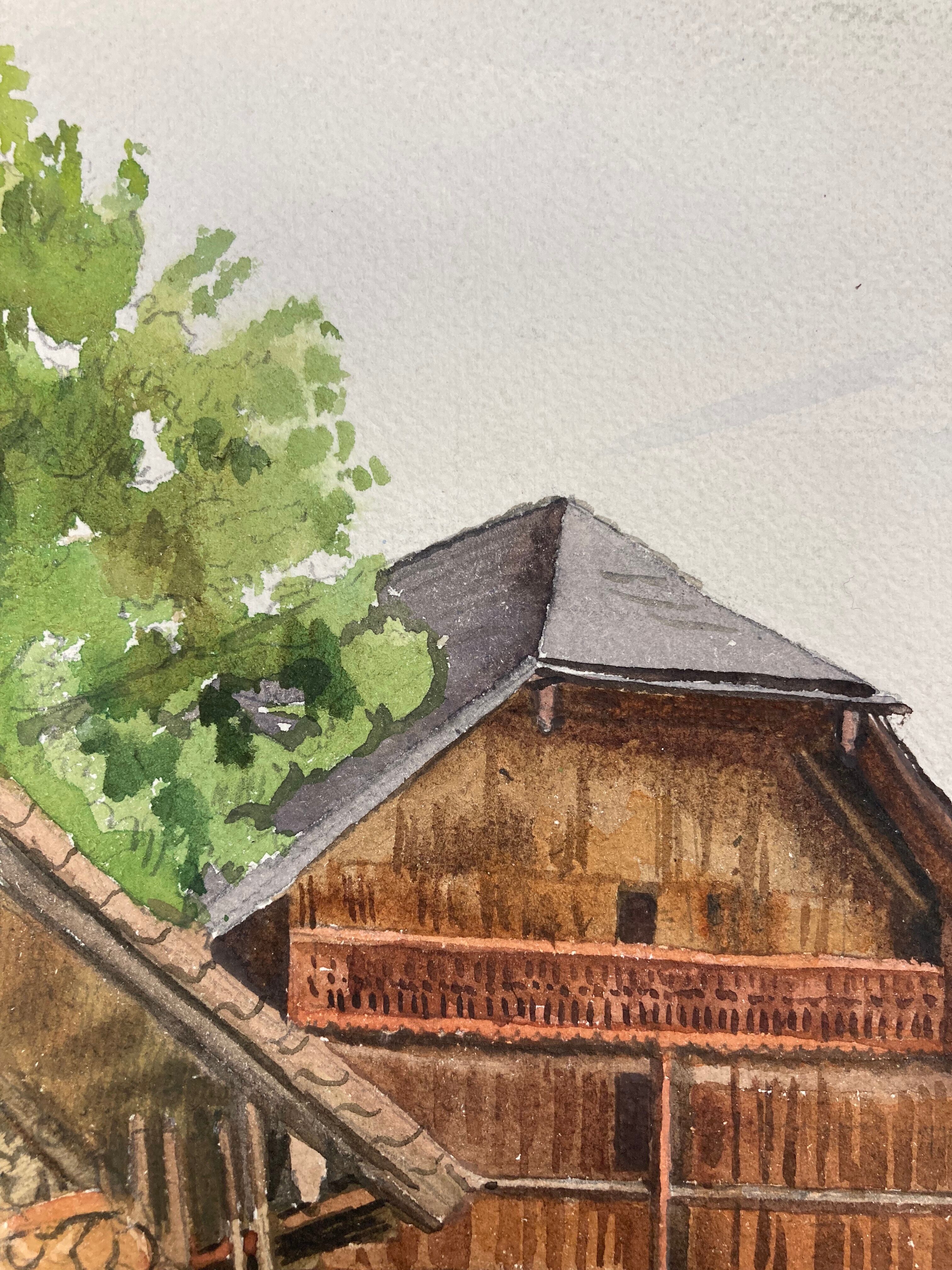 Vintage mountain watercolor