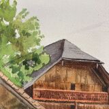 Aquarelle de montagne vintage
