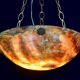Art Deco great design orange alabaster chandelier, 1940s
