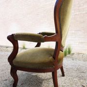 Mahogany Napoleon III Armchair with Carved Grapes  Decoration on Top, 1870s