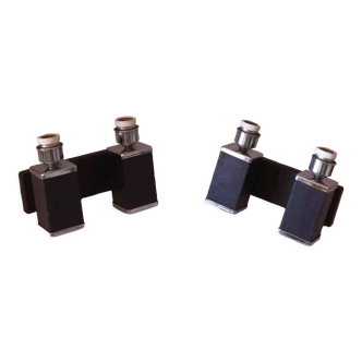 Wall lamps chromed metal and vintage leather 60s/70s