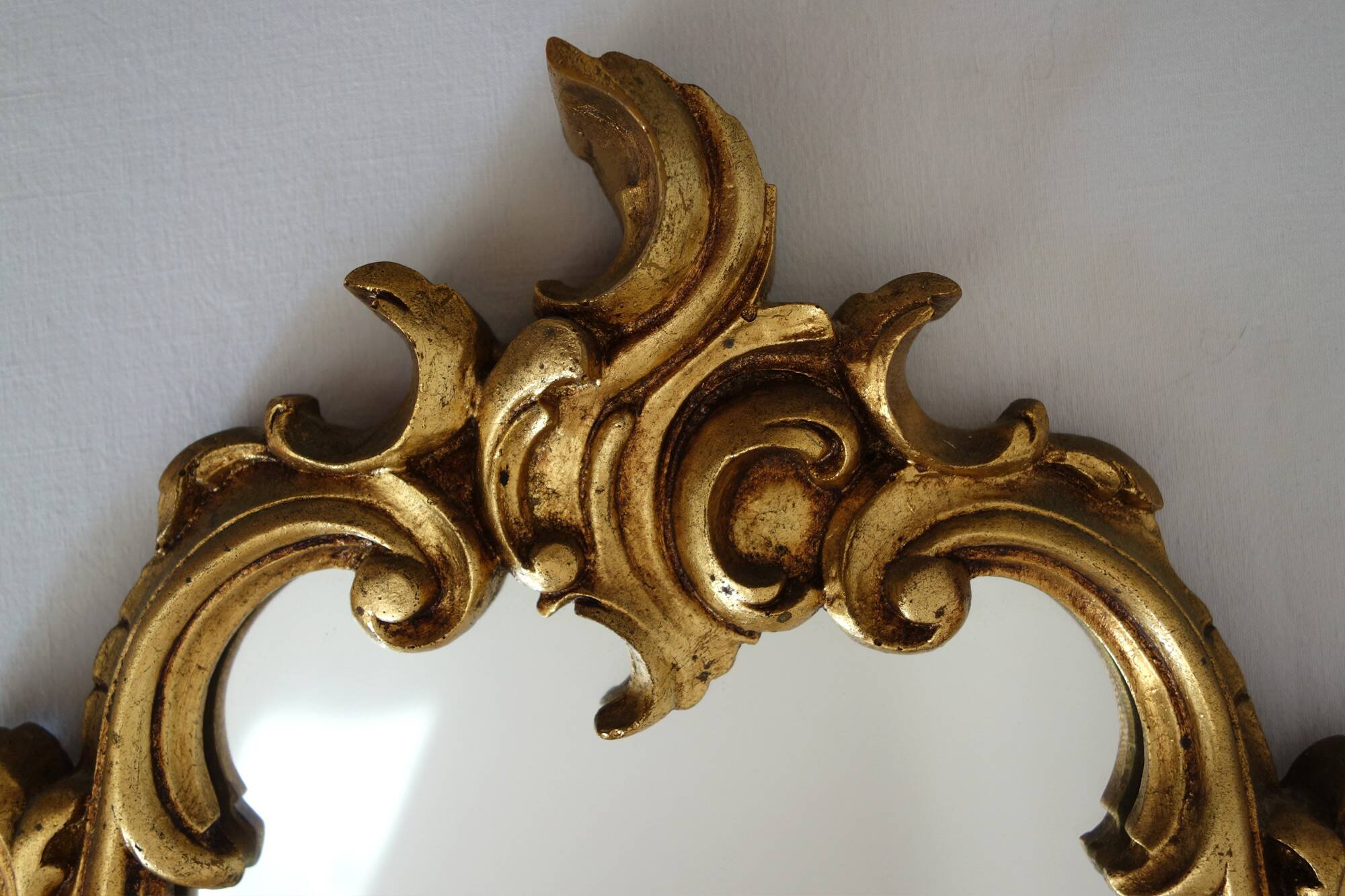 Baroque style gold resin mirror, 50s-60s
