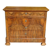 Antique walnut and walnut burl chest of drawers.