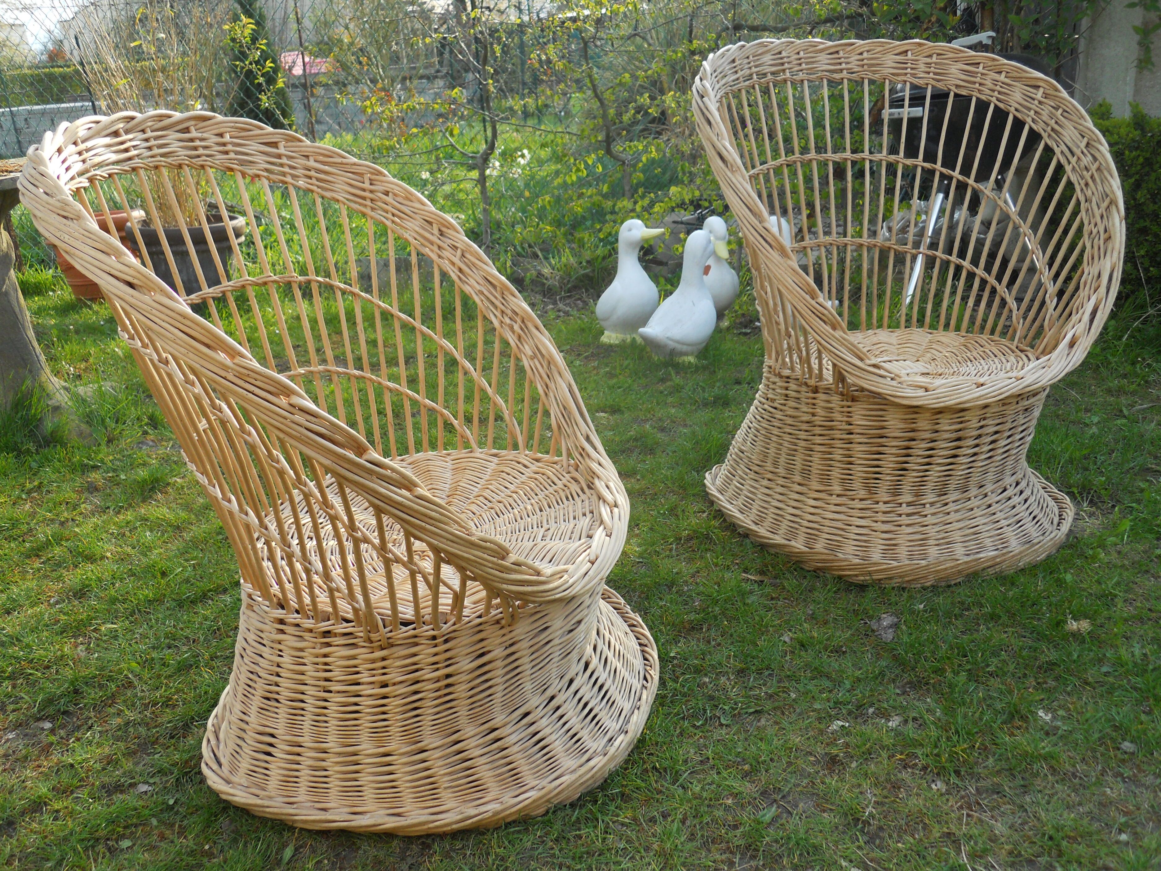 Pair of rattan armchairs