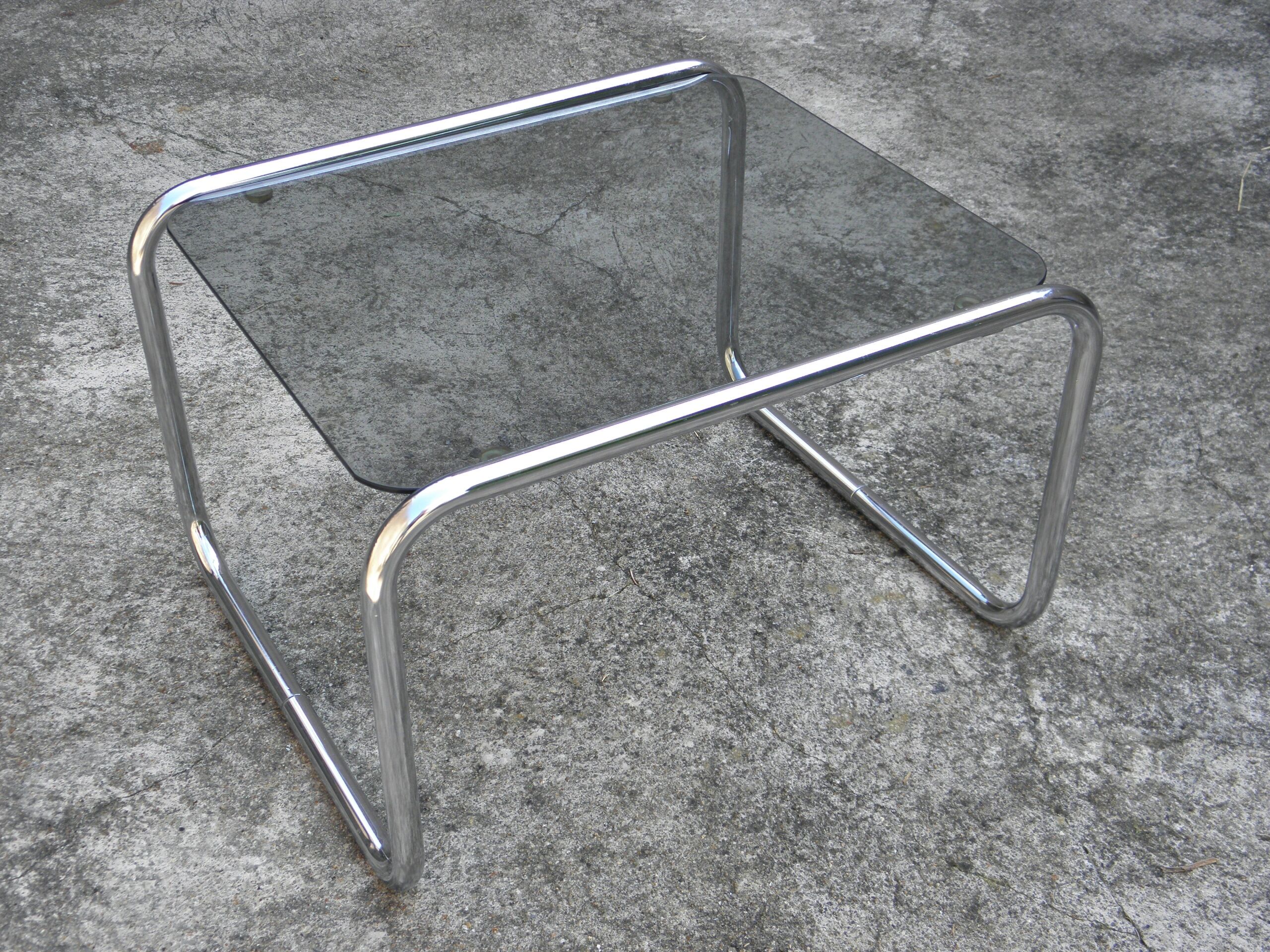 Trundle tables chrome and glass 1970