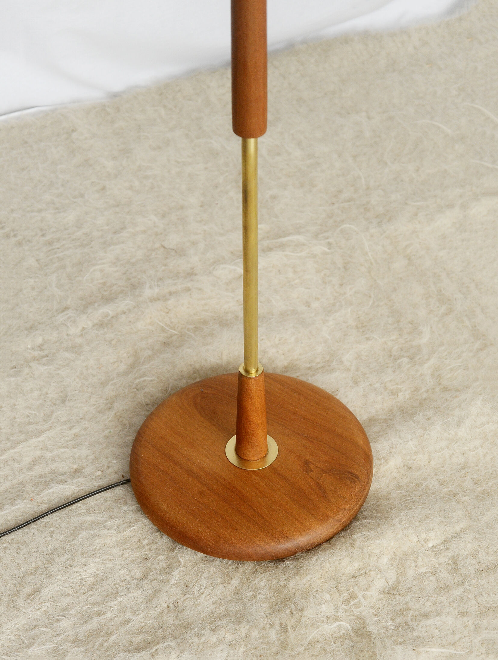 Scandinavian floor lamp brass and teak 1960
