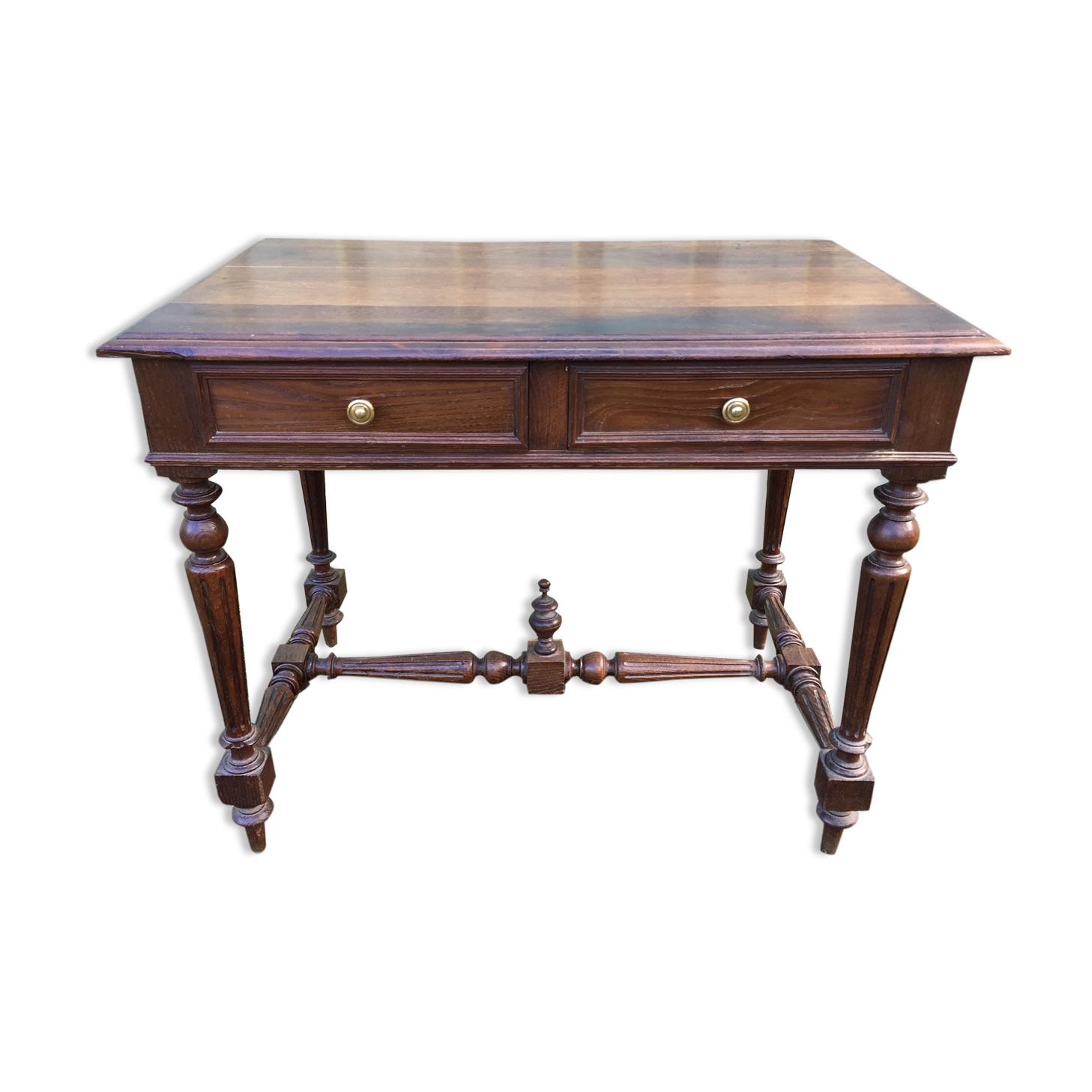 Vintage oak desk table with 2 drawers
