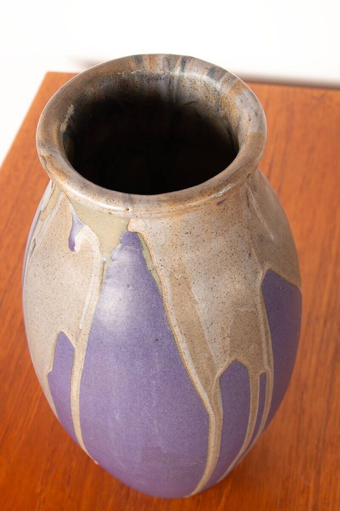 Large Art Deco glazed ceramic vase, by Léon Pointu, Puisaye stoneware.
