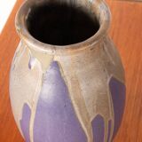 Large Art Deco glazed ceramic vase, by Léon Pointu, Puisaye stoneware.