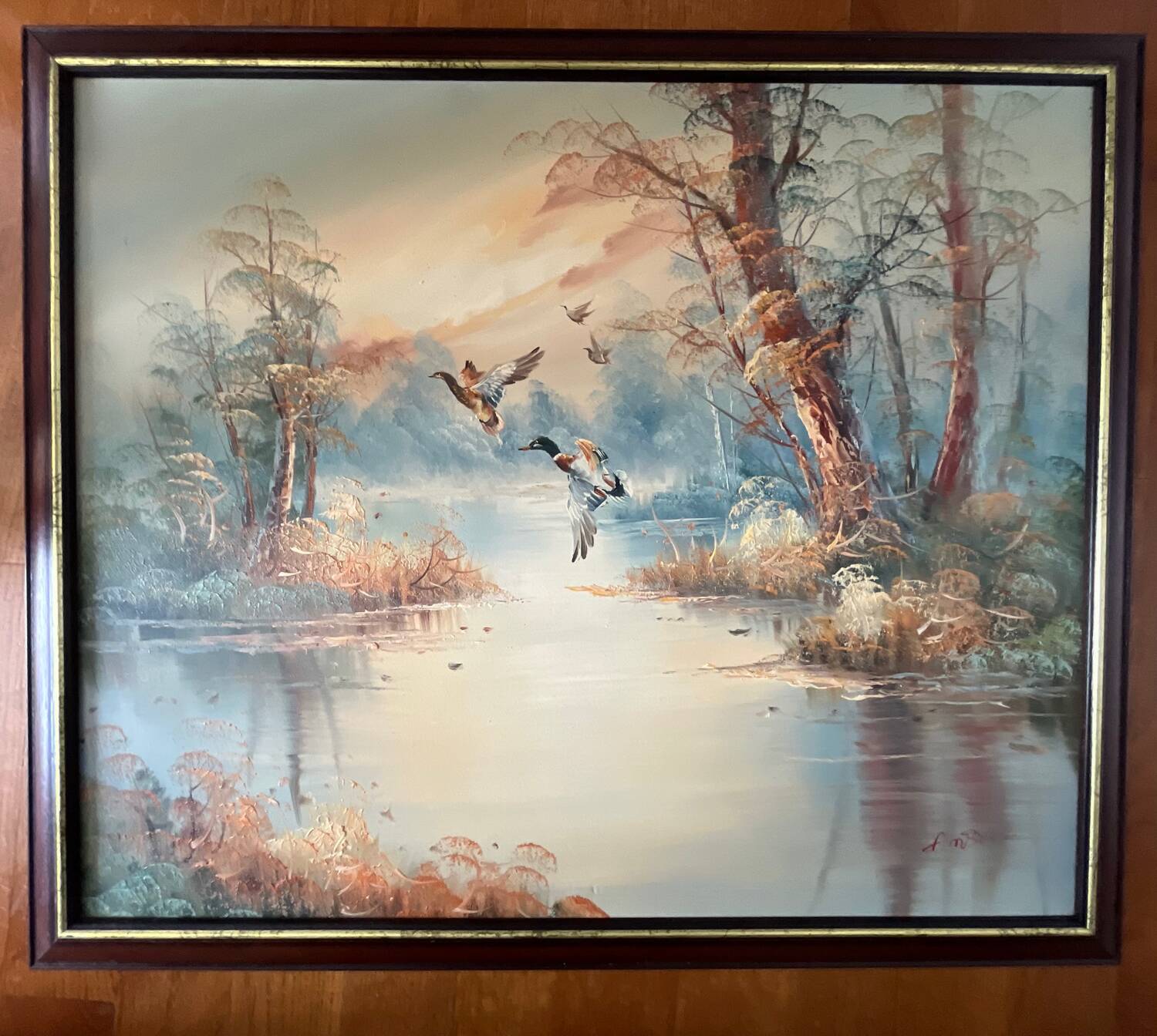 Painting: oil on canvas - lake landscape