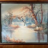 Painting: oil on canvas - lake landscape