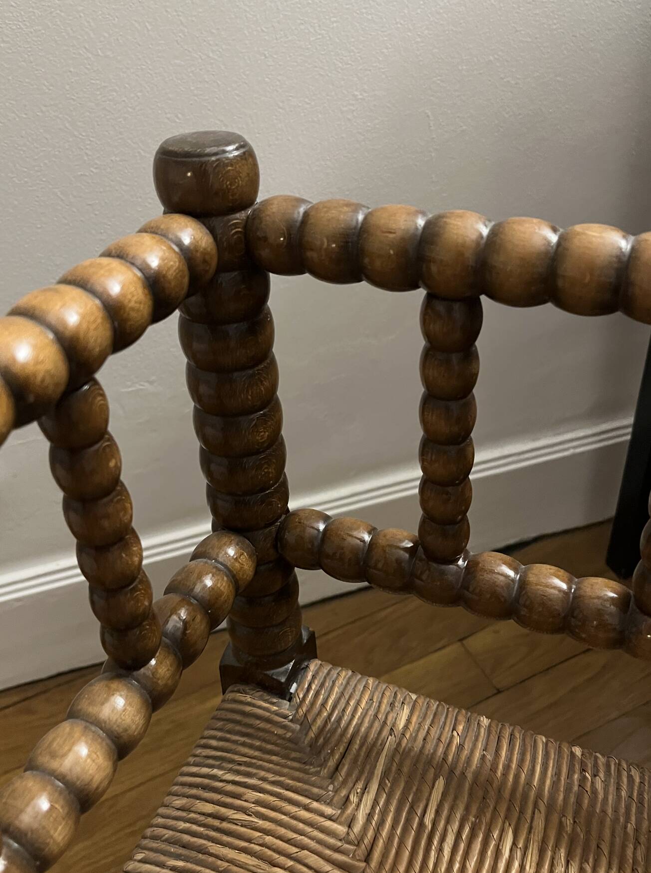 Antique straw-seated chair – French style, 1940s