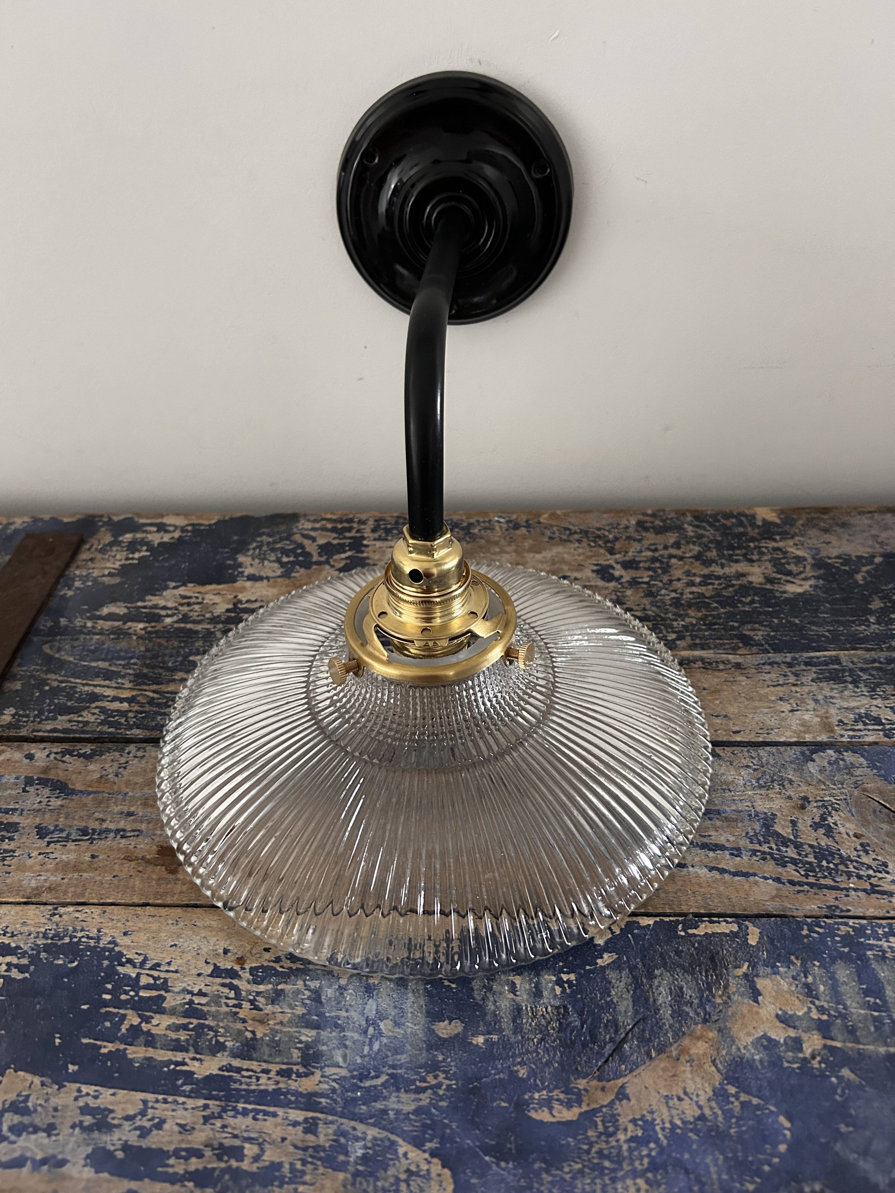 Holophane glass wall light