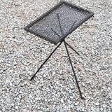 Side table in black perforated metal rigitulle from the 50s