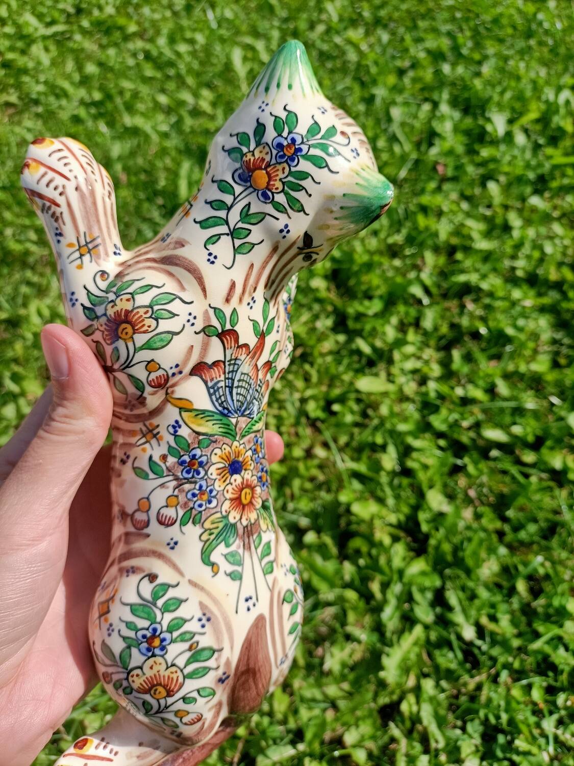 Zoomorphic Bouquetieres Hand-painted Desvres Cats