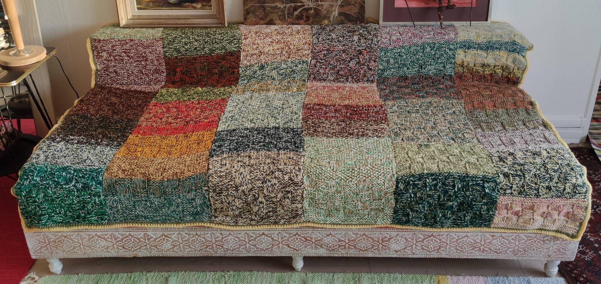 Vintage Plaid Knitted Wool 205 x 150 cm TBE