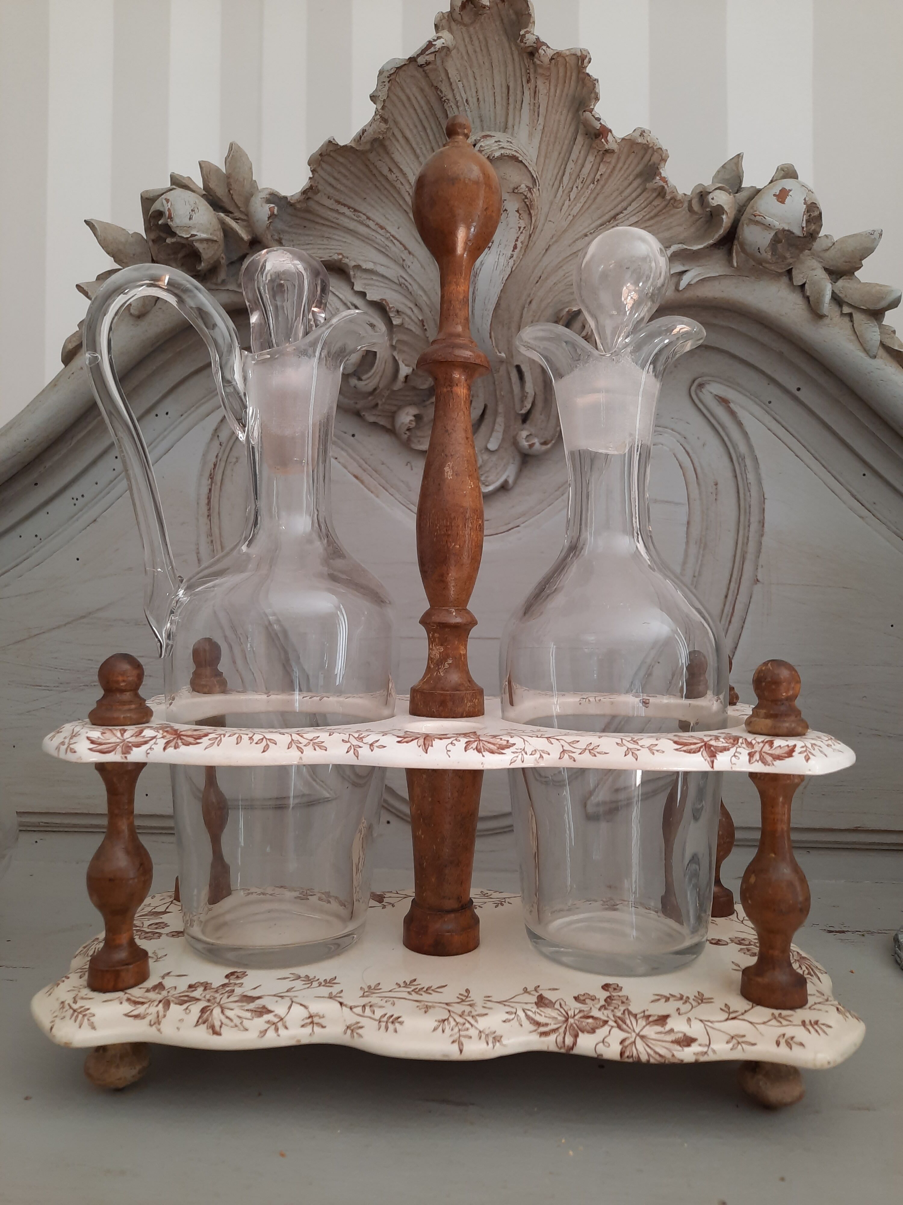 Oil and vinegar maker in earthenware iron earth napoleon III era