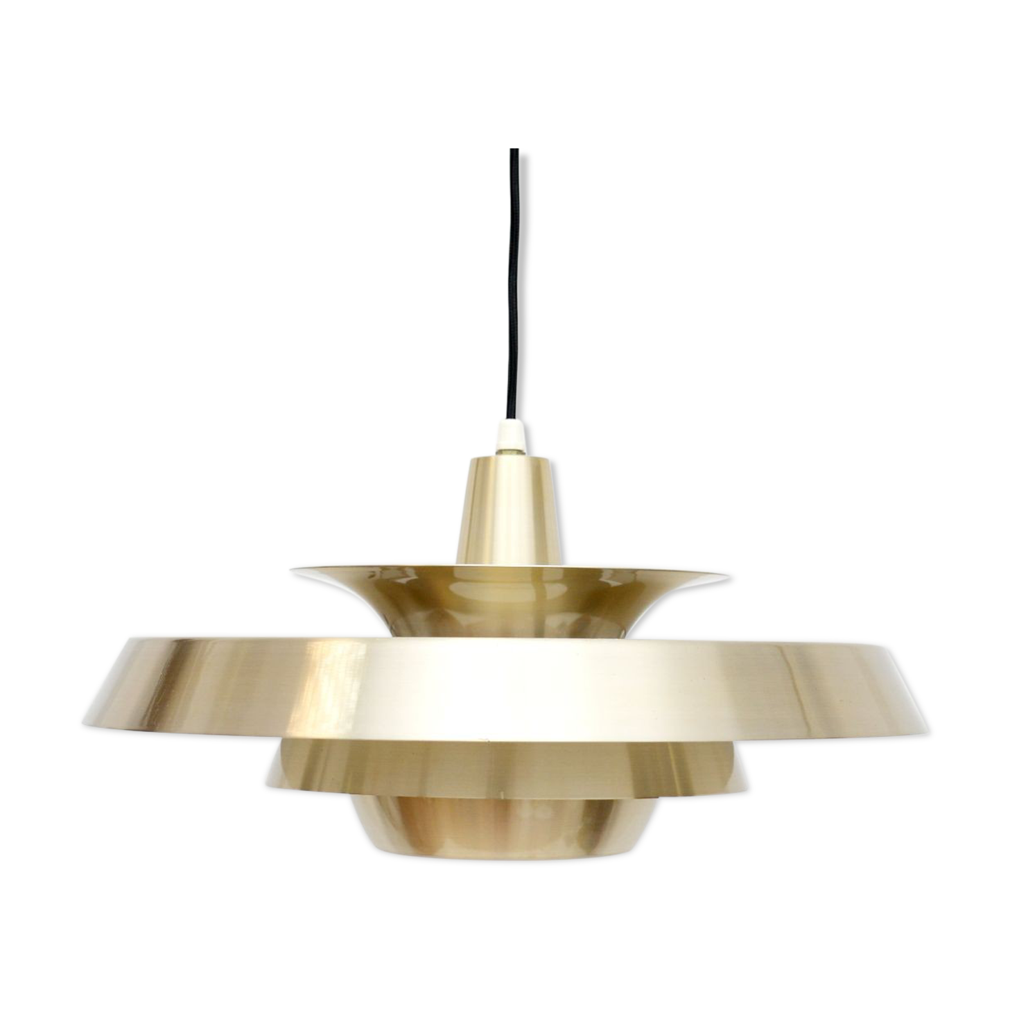 Vintage danish pendant lamp in golden brass 60's