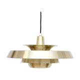 Vintage danish pendant lamp in golden brass 60's