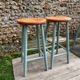 Pair of vintage wooden stools