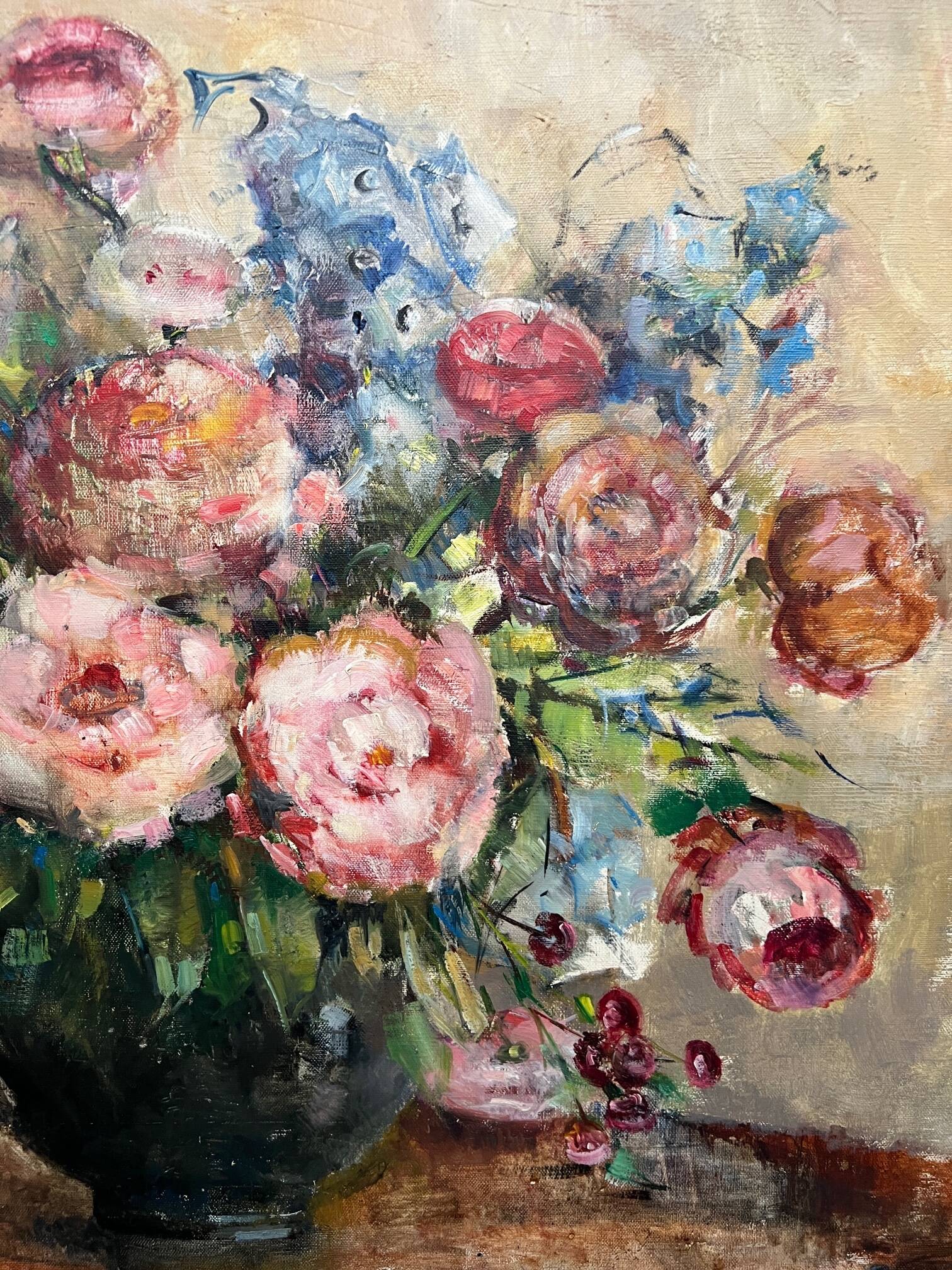 Mr. Sévéry (1895-1987). Painting "Bouquet of flowers in a vase". Impressionism.