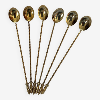 Set of six mocha coffee spoons in gold metal dimension: height -21.5cm- width -3cm-
