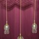 Suspension with 3 transparent bubble glass globes.