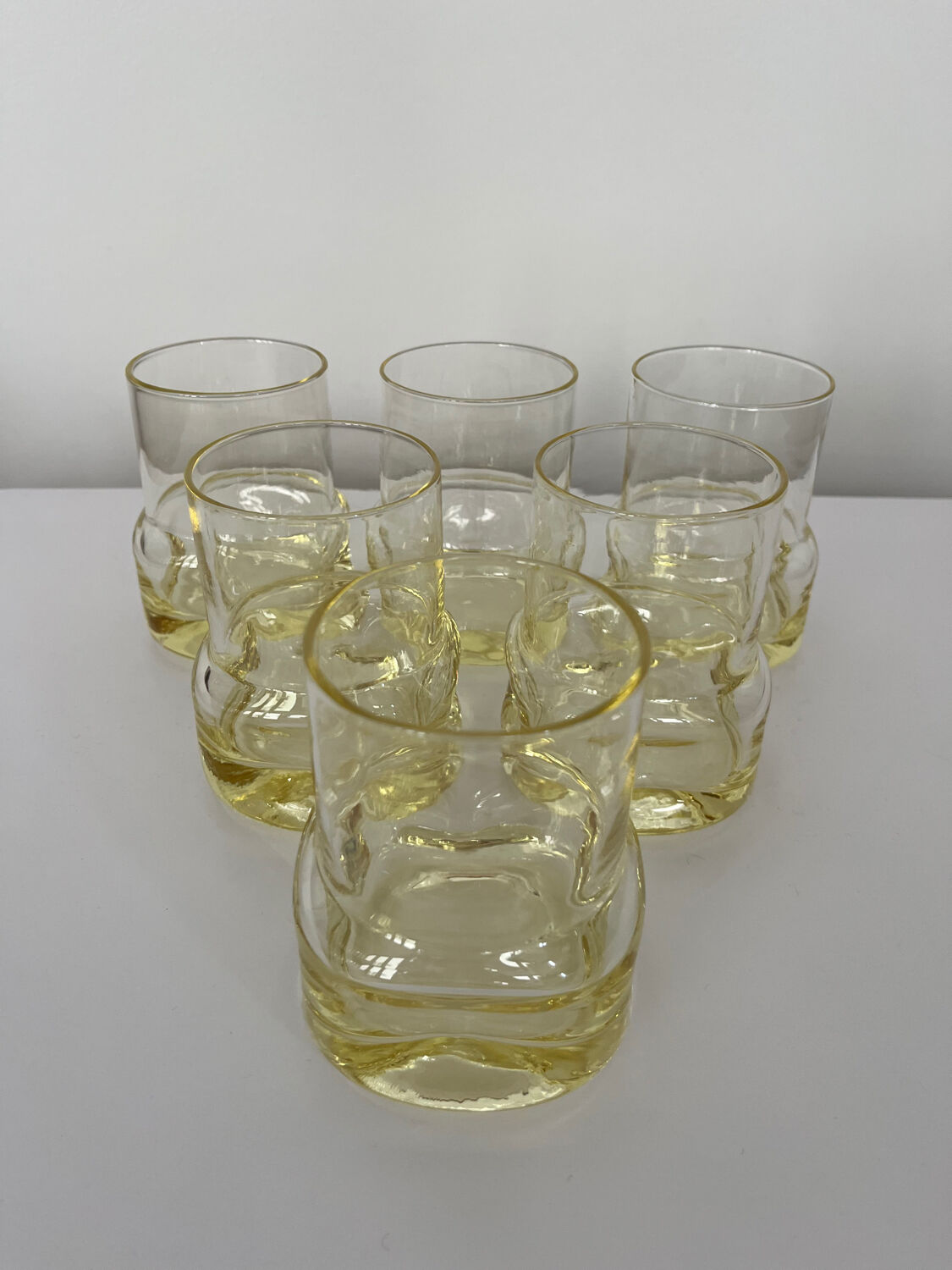 Set of 6 vintage yellow whisky glasses