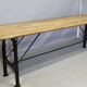 Large Industrial Console Walnut Top Cast Iron Base