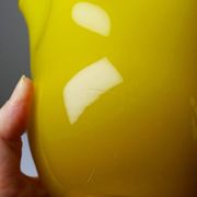Fazzoletto vase in blown Italian glass, yellow opaline lined, Murano 1960-70.