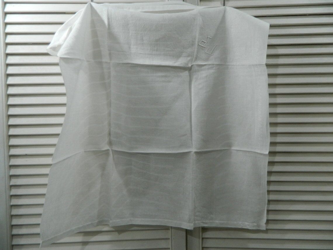 Set of 6 large damask napkins with monogram