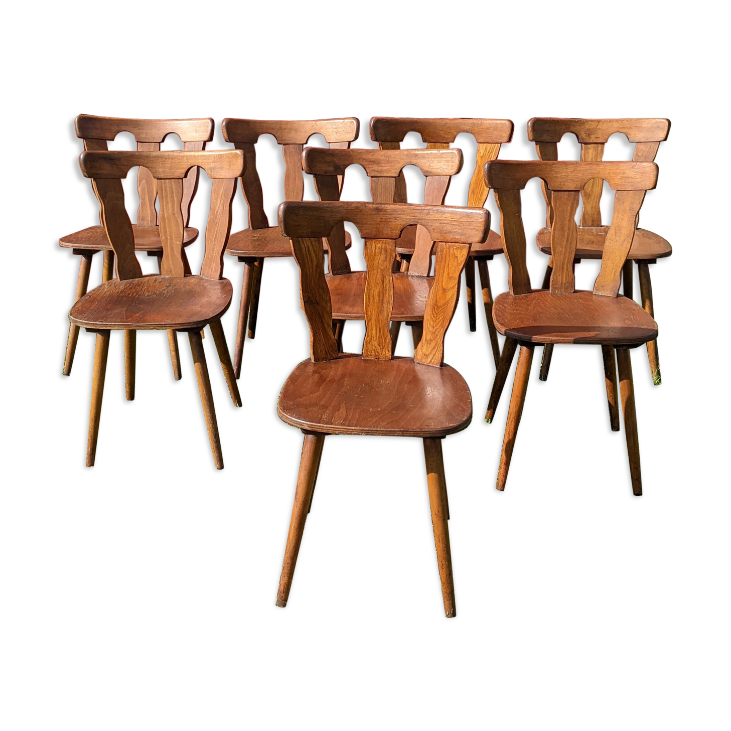 Série de 8 chaises de bistrot manufacture macorest kingersheim circa 1950
