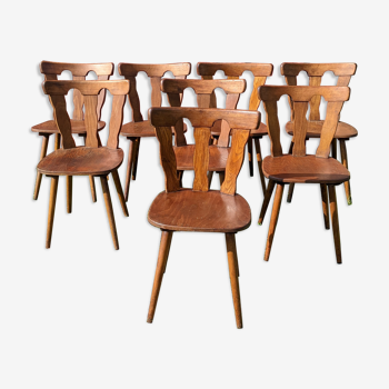 Série de 8 chaises de bistrot manufacture macorest kingersheim circa 1950