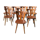 Série de 8 chaises de bistrot manufacture macorest kingersheim circa 1950