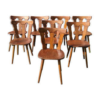 Série de 8 chaises de bistrot manufacture macorest kingersheim circa 1950
