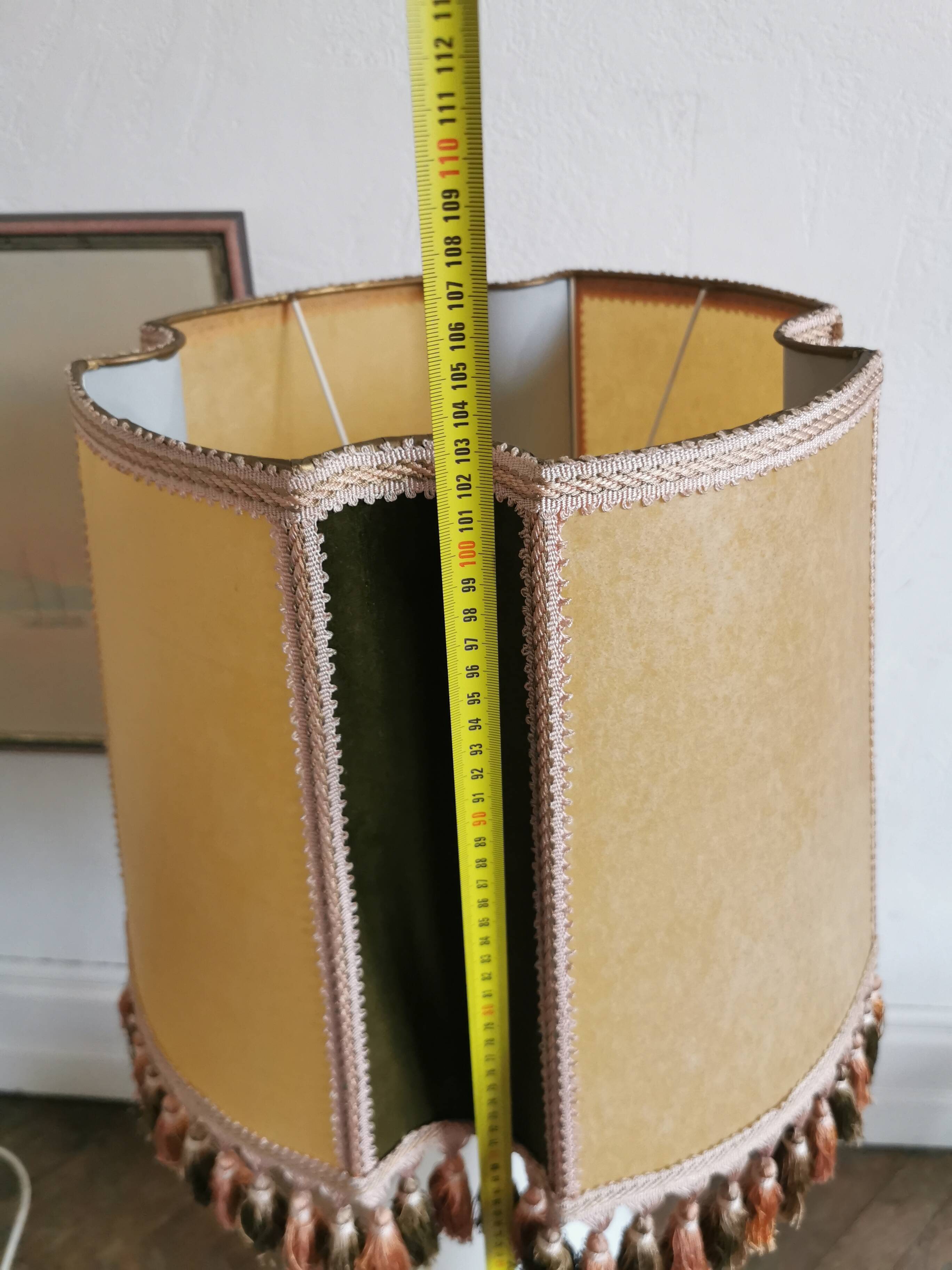 Large opaline and brass table lamp from the 60s
