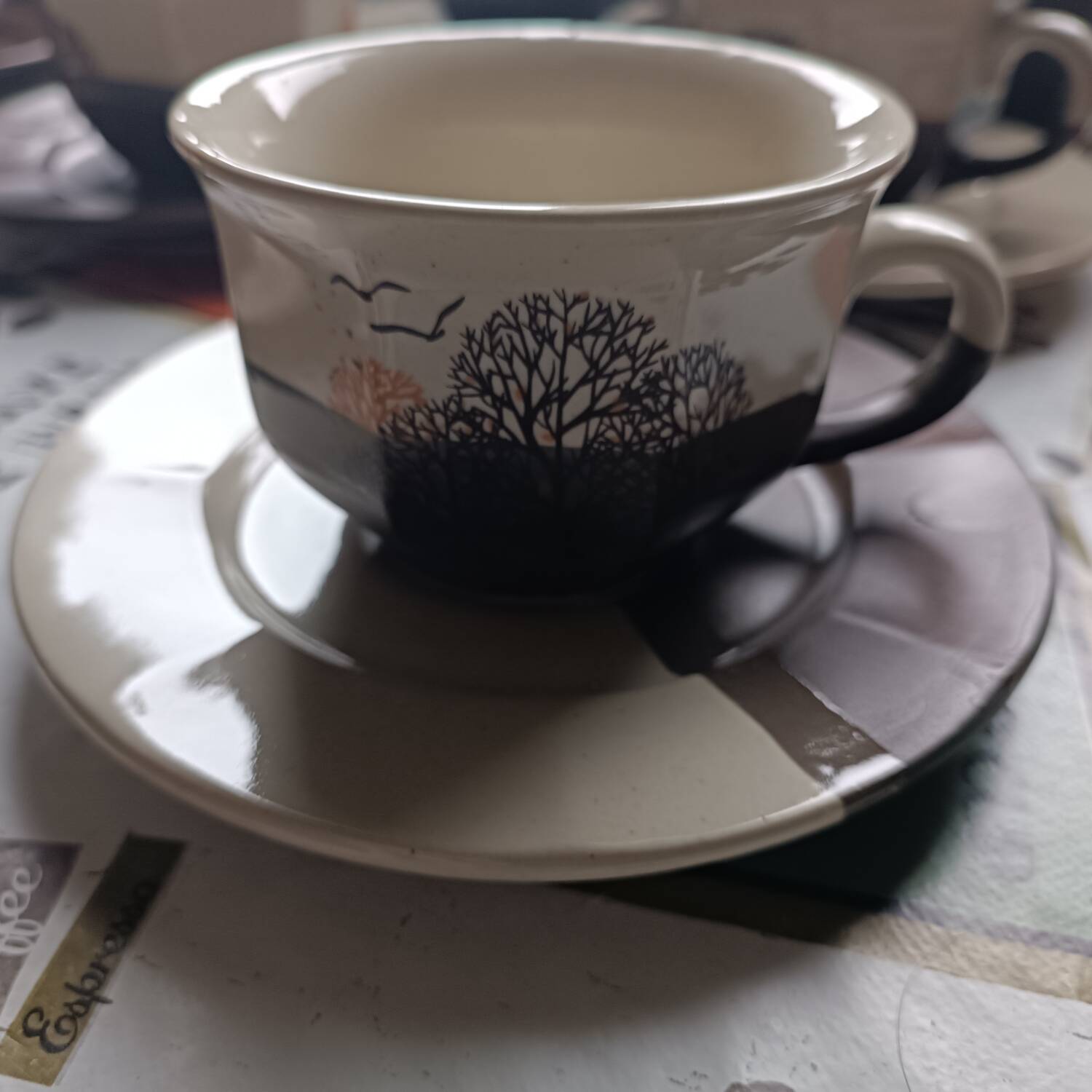 Service à café et dessert complet 21 pièces en céramique - Décor japonisant