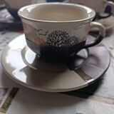 Complete coffee and dessert service 21 pieces in ceramic - Japanese decor