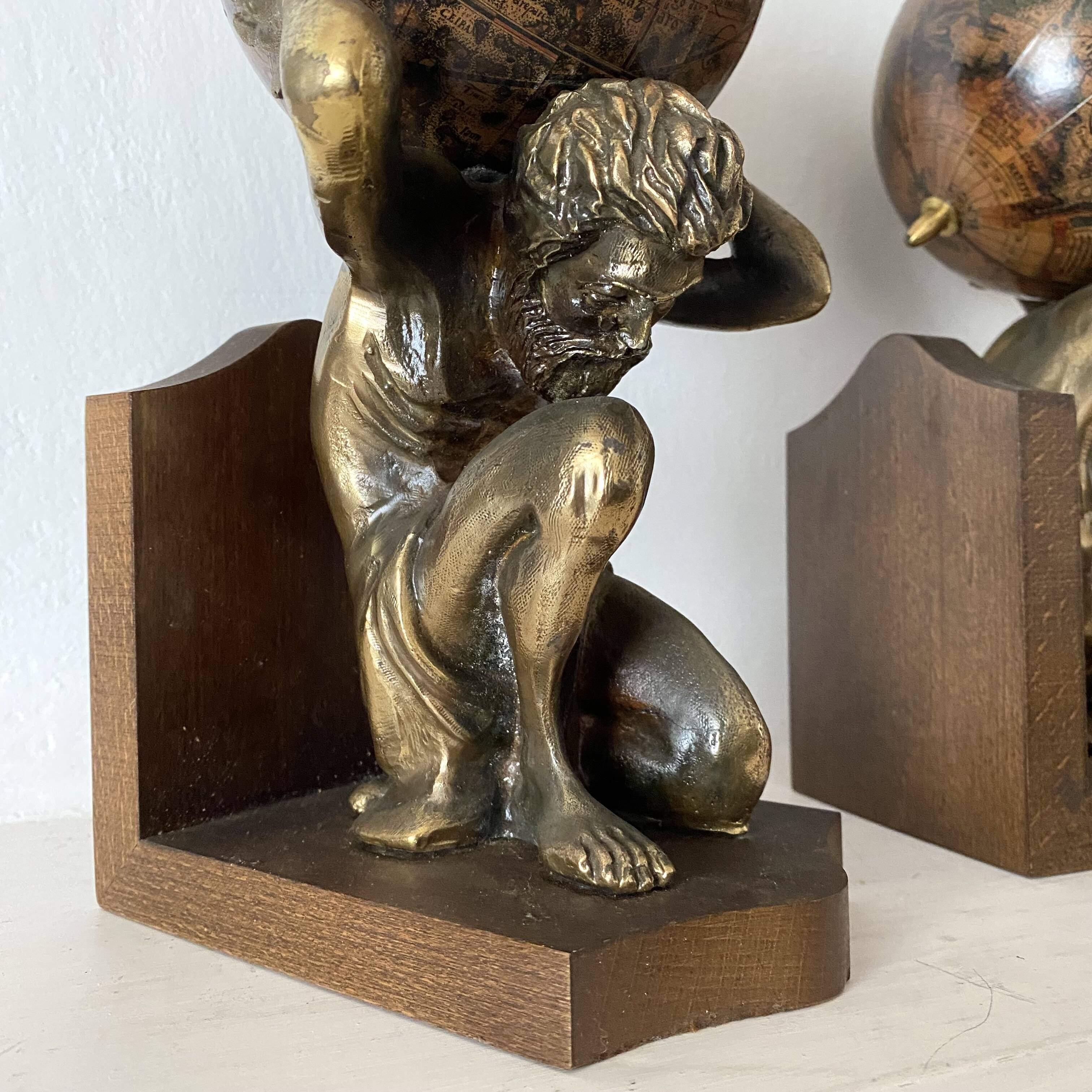 Serre-livres Atlas , globes style mappemonde ancienne