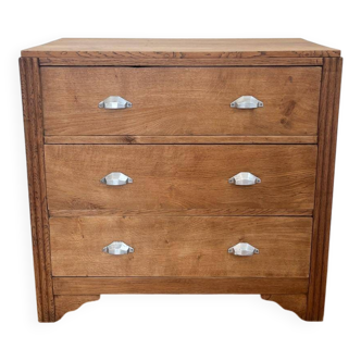 Art Deco chest of drawers in solid oak